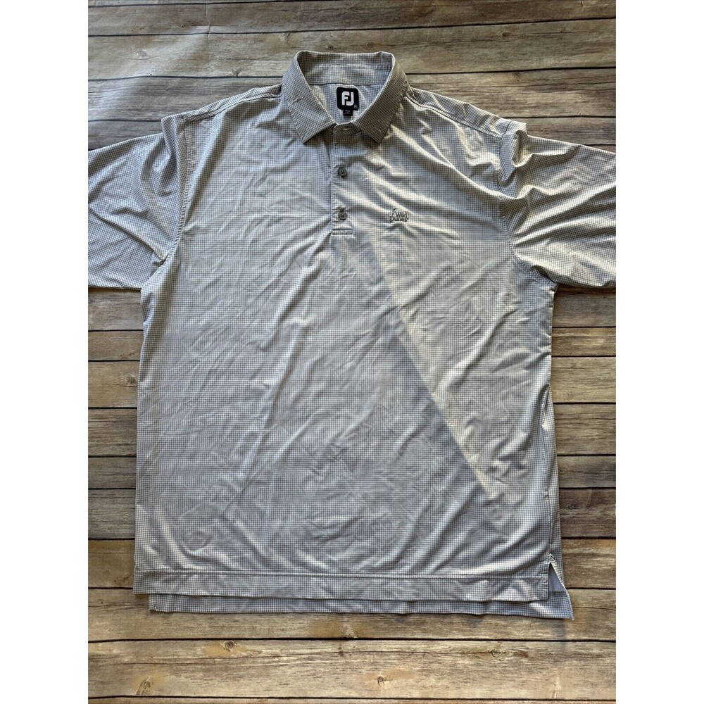 FootJoy FJ Mens 2XL Short Sleeve Gray Golf Polo Shirt Herringbone Wild Dunes